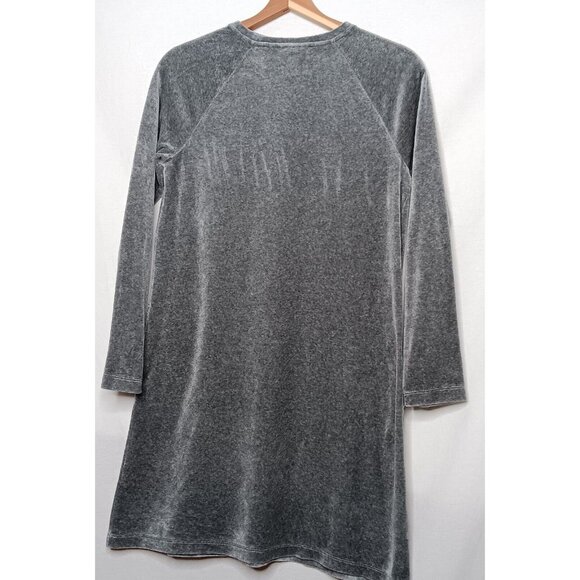 Pure Jill XS Shift Dress Gray Velour Pima Cotton Blend Raglan Long Sleeve Knee - Picture 2 of 8
